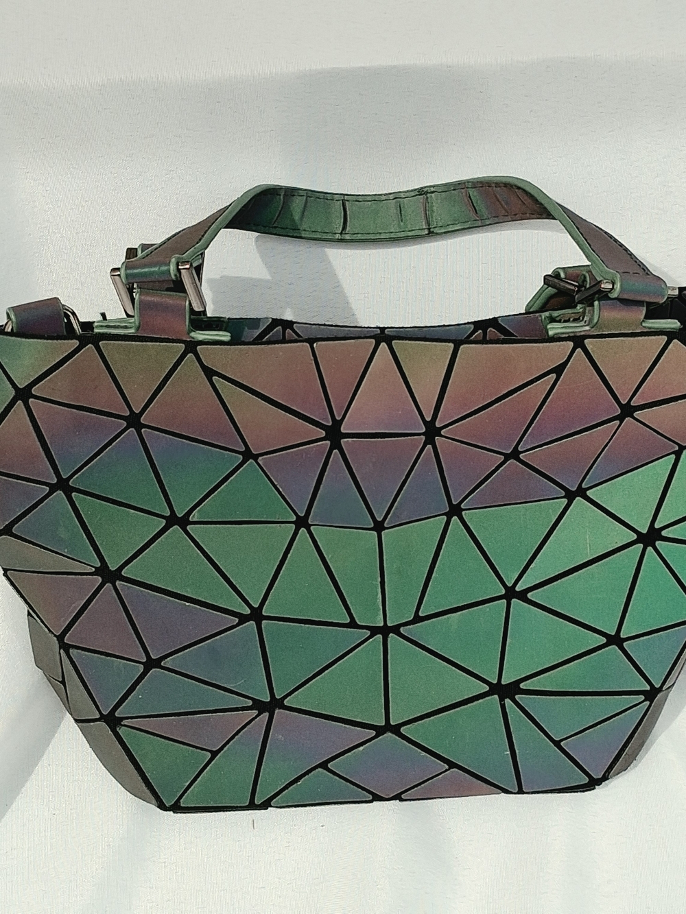 Iridescent Green Geometric Tote Bag